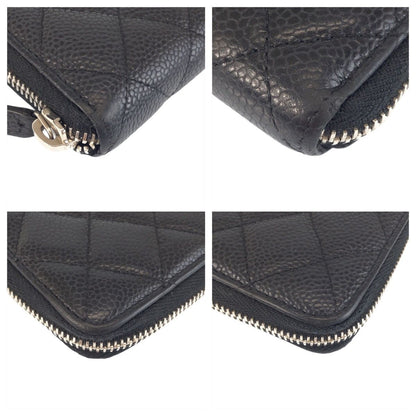 Chanel CC Logo Quilted Black Silver Leather Wallet — view 3