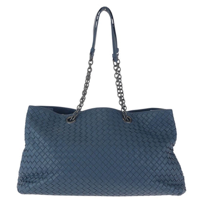 Bottega Veneta Intrecciato Navy Gunmetal Leather Chain Shoulder Bag