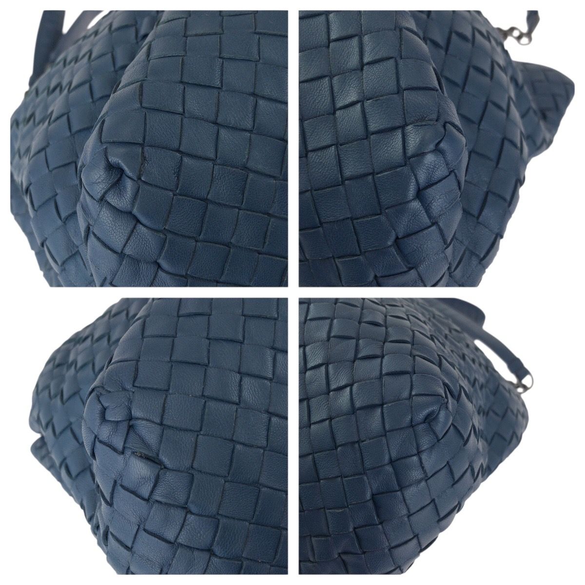 Bottega Veneta Intrecciato Navy Gunmetal Leather Chain Shoulder Bag — view 3