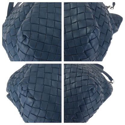 Bottega Veneta Intrecciato Navy Gunmetal Leather Chain Shoulder Bag — view 3