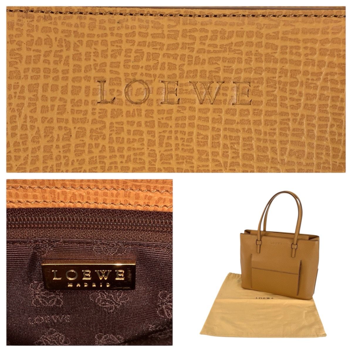 Loewe Vintage Beige Gold Leather Tote — view 3