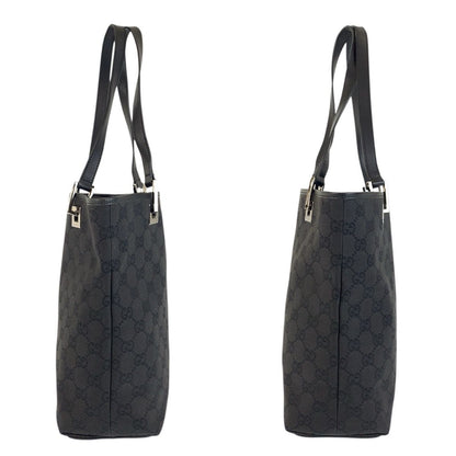 Gucci Black Silver GG Canvas Leather Tote Shoulder Bag — view 8
