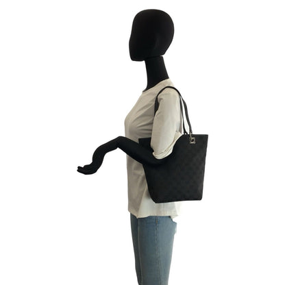 Gucci Black Silver GG Canvas Leather Tote Shoulder Bag — view 7