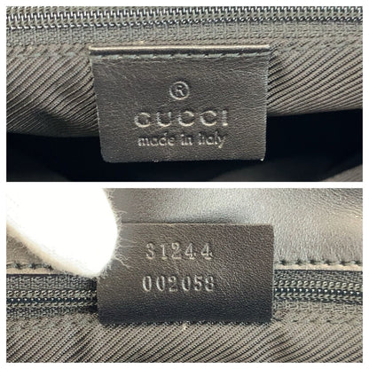 Gucci Black Silver GG Canvas Leather Tote Shoulder Bag — view 3