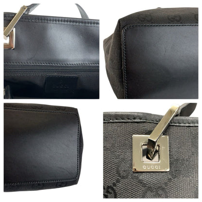 Gucci Black Silver GG Canvas Leather Tote Shoulder Bag — view 5