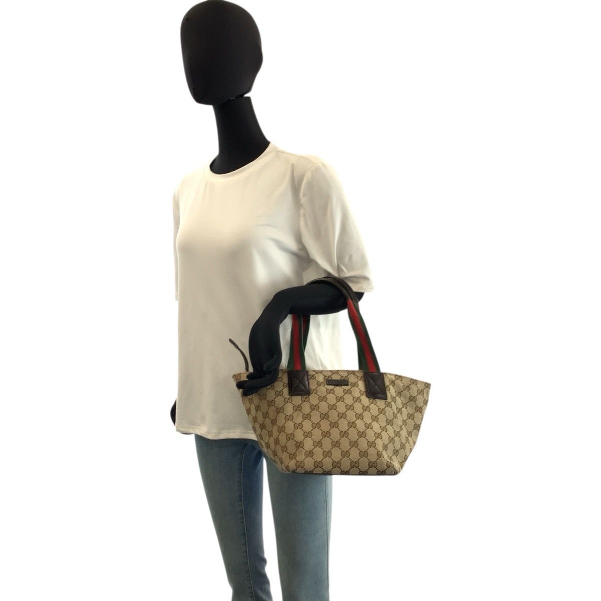 Gucci Sherry Line Beige Brown GG Canvas Tote — view 6