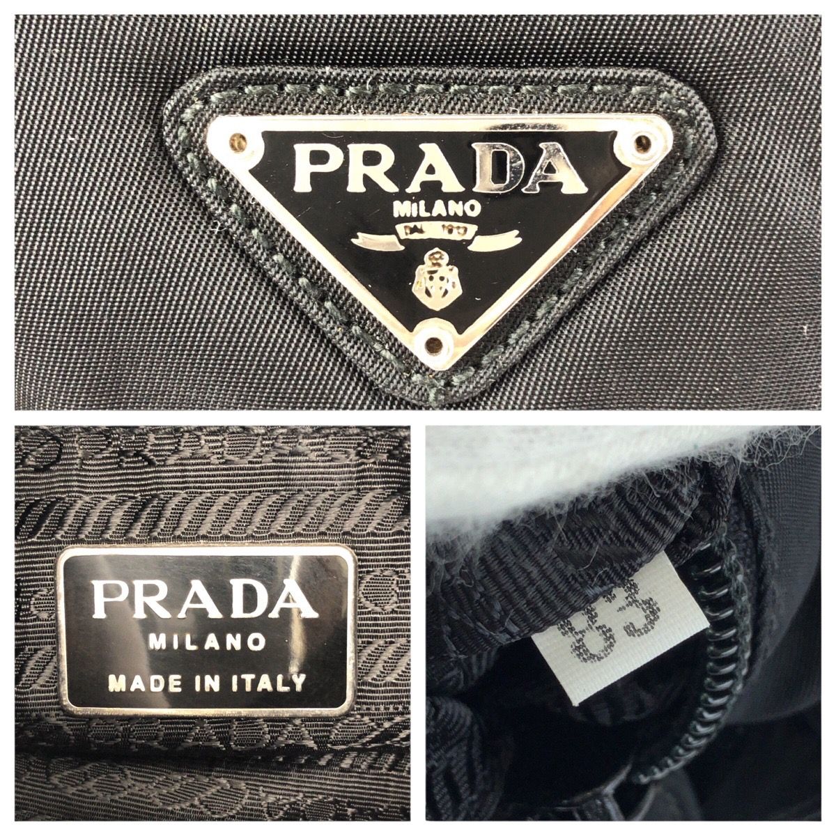 Prada Tessuto Black Silver Nylon Shoulder Bag Pochette — view 4