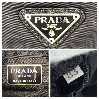 Prada Tessuto Black Silver Nylon Shoulder Bag Pochette — view 4