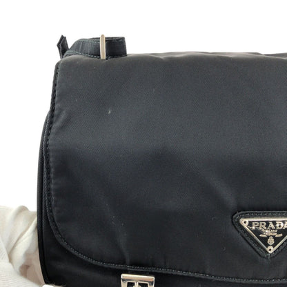Prada Tessuto Black Silver Nylon Shoulder Bag Pochette — view 5