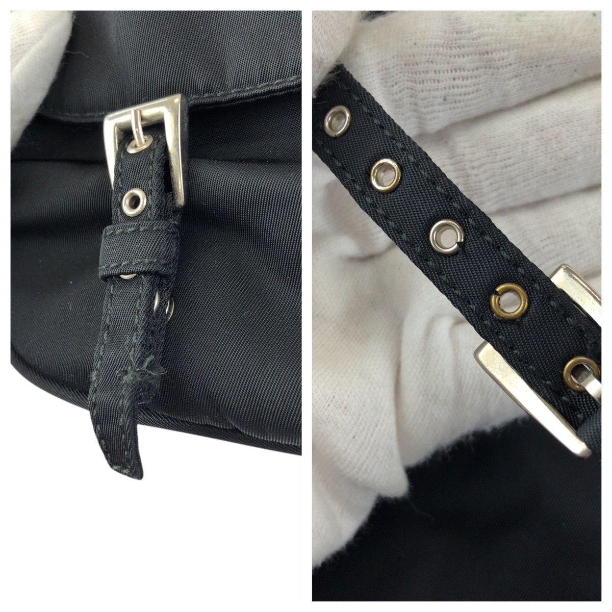 Prada Tessuto Black Silver Nylon Shoulder Bag Pochette — view 6