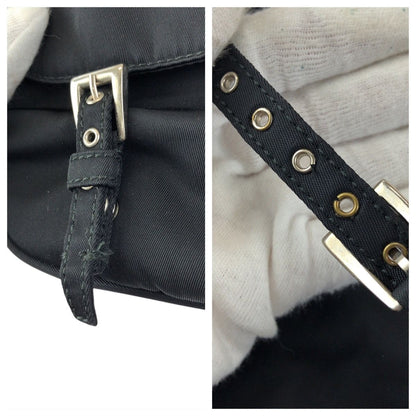 Prada Tessuto Black Silver Nylon Shoulder Bag Pochette — view 6