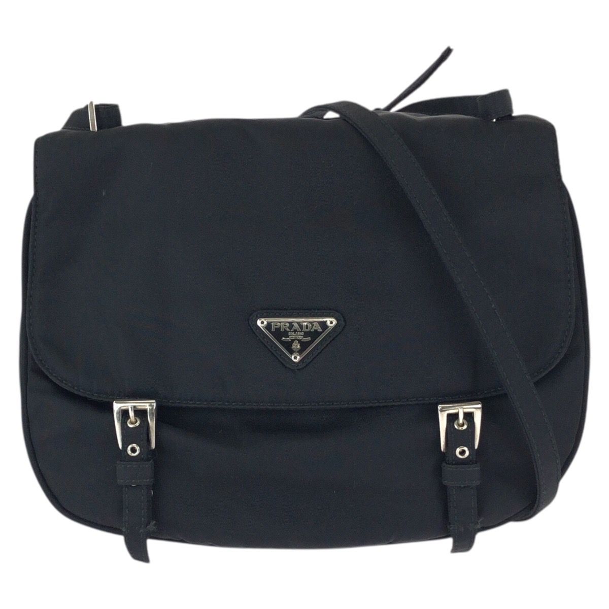 Prada Tessuto Black Silver Nylon Shoulder Bag Pochette