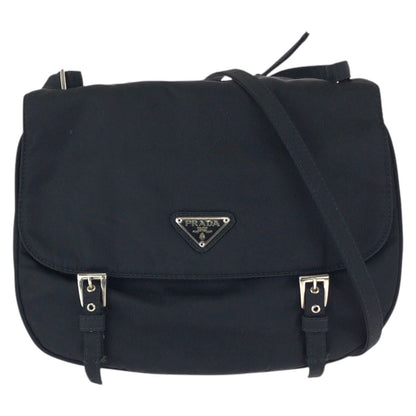 Prada Tessuto Black Silver Nylon Shoulder Bag Pochette