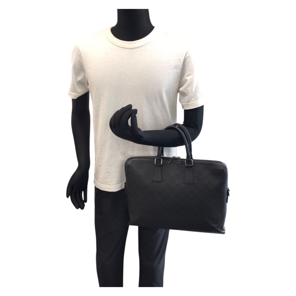 Louis Vuitton Damier Infini Porte Documin Jour Pdj Black Silver Business Bag — view 7