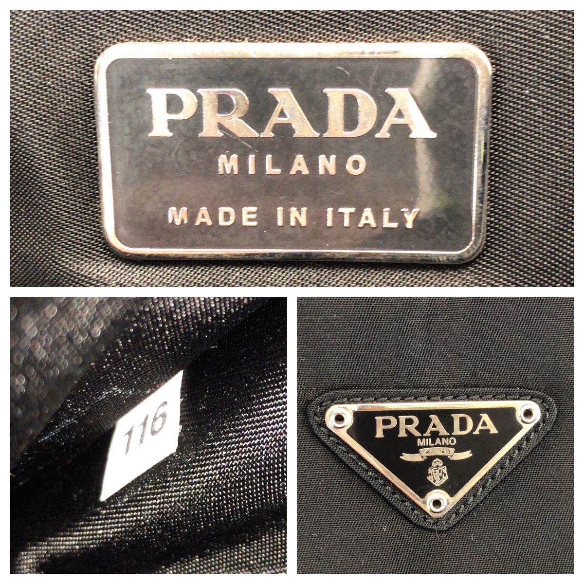Prada Tessuto Black Silver Nylon Business Briefcase — view 4