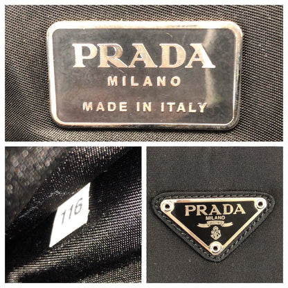 Prada Tessuto Black Silver Nylon Business Briefcase — view 4
