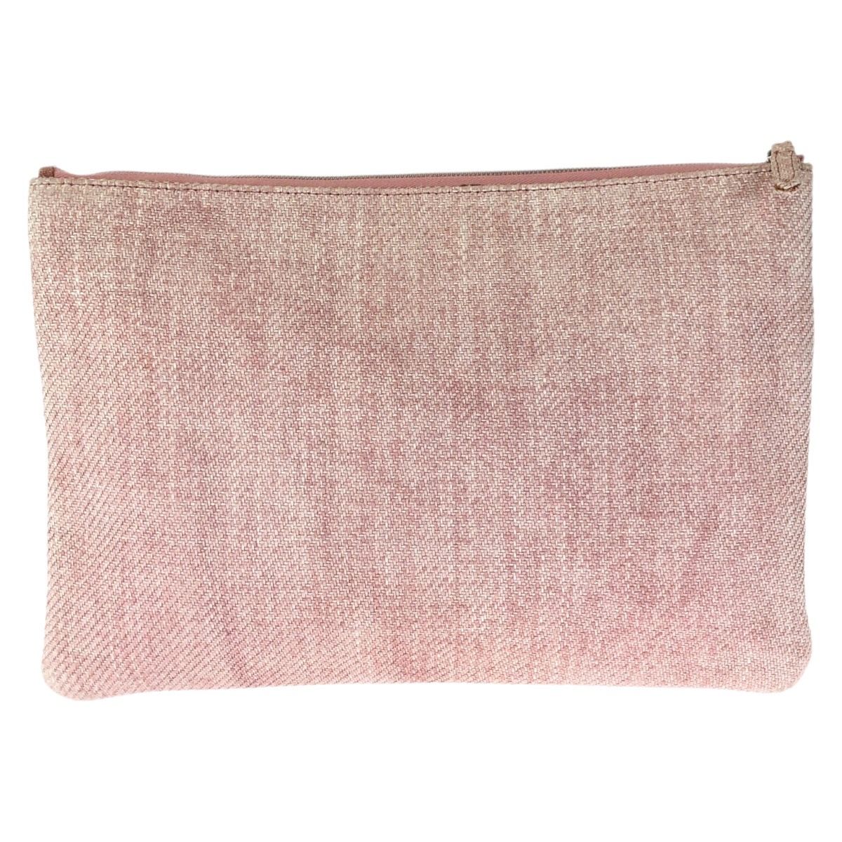 Chanel Deauville CC Logo Pink Silver Canvas Clutch Pouch — view 2