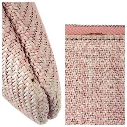 Chanel Deauville CC Logo Pink Silver Canvas Clutch Pouch — view 6
