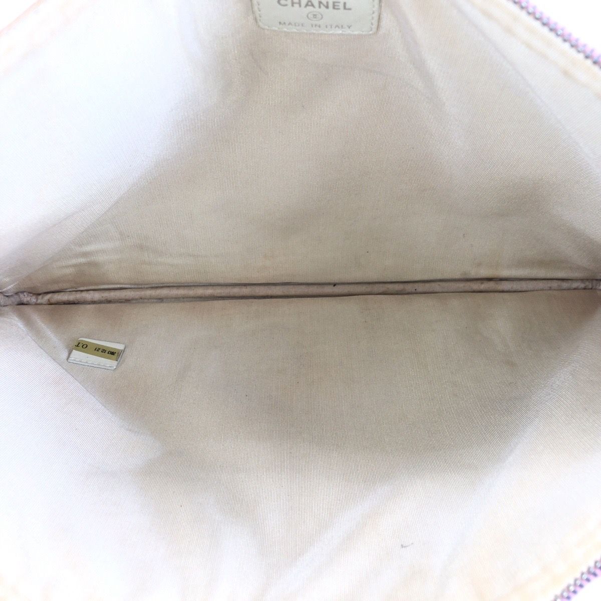Chanel Deauville CC Logo Pink Silver Canvas Clutch Pouch — view 8