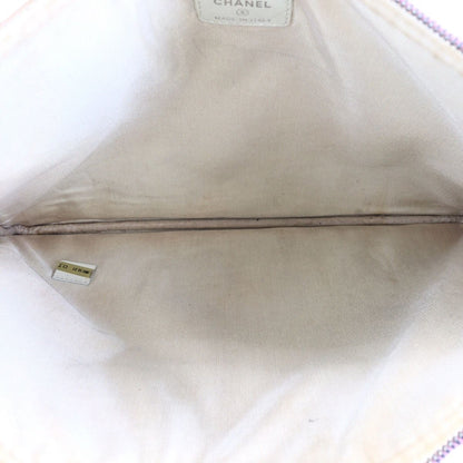Chanel Deauville CC Logo Pink Silver Canvas Clutch Pouch — view 8