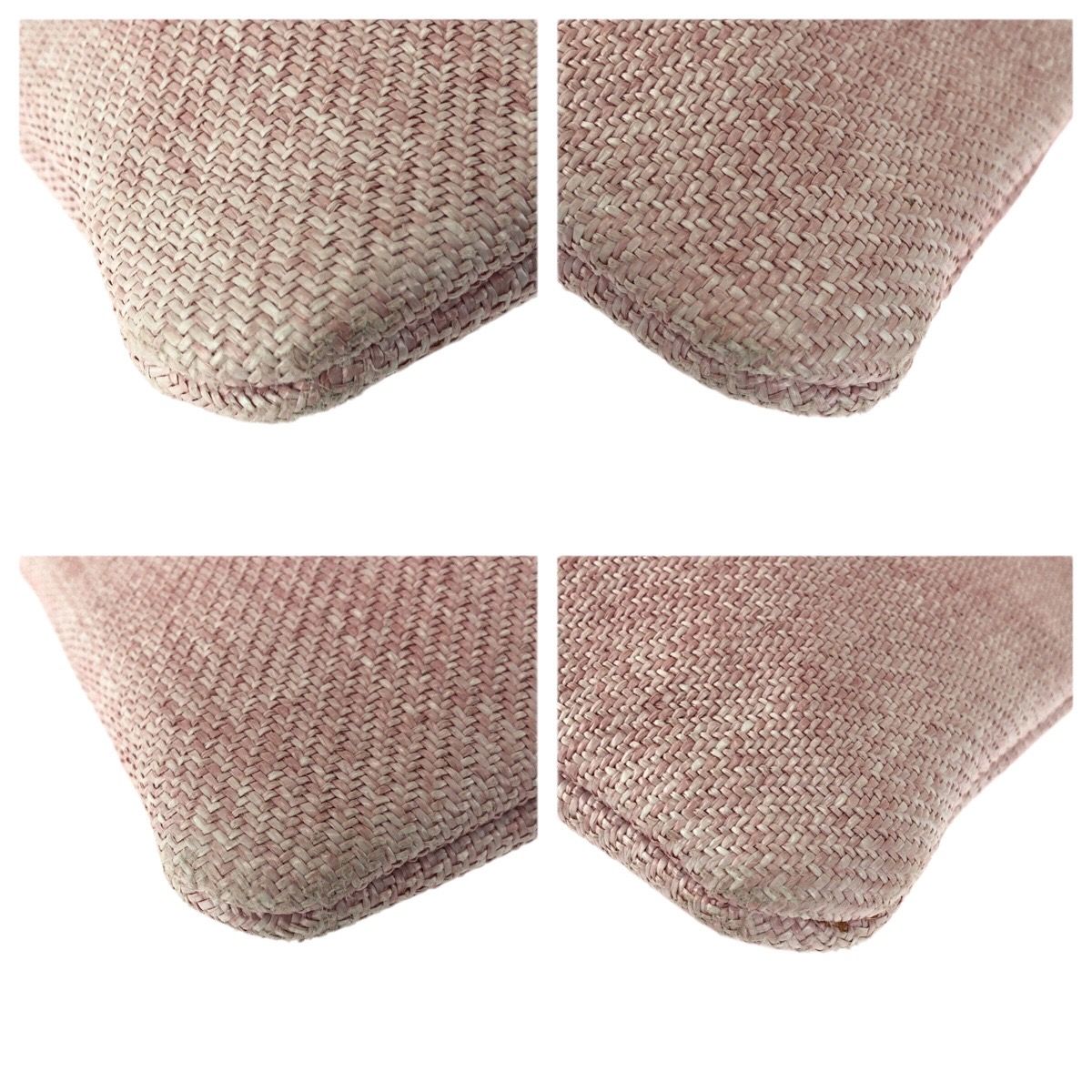 Chanel Deauville CC Logo Pink Silver Canvas Clutch Pouch — view 3
