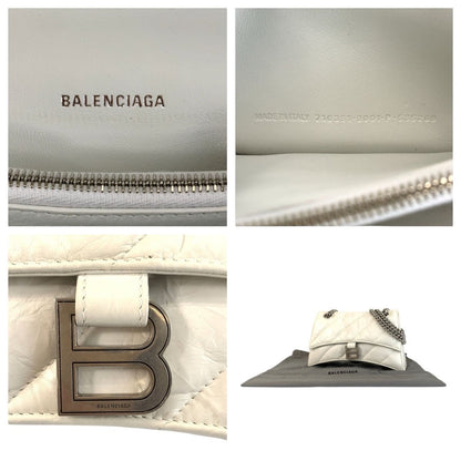 Balenciaga Hourglass Crushed Chain White Silver Leather Shoulder Bag — view 3