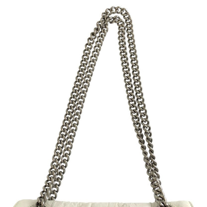 Balenciaga Hourglass Crushed Chain White Silver Leather Shoulder Bag — view 8