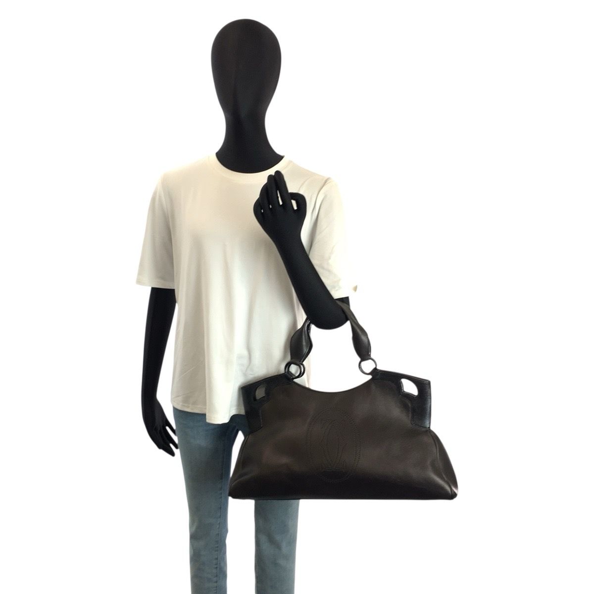 Cartier Multi Erotic Black Silver Leather Tote Shoulder Bag — view 6