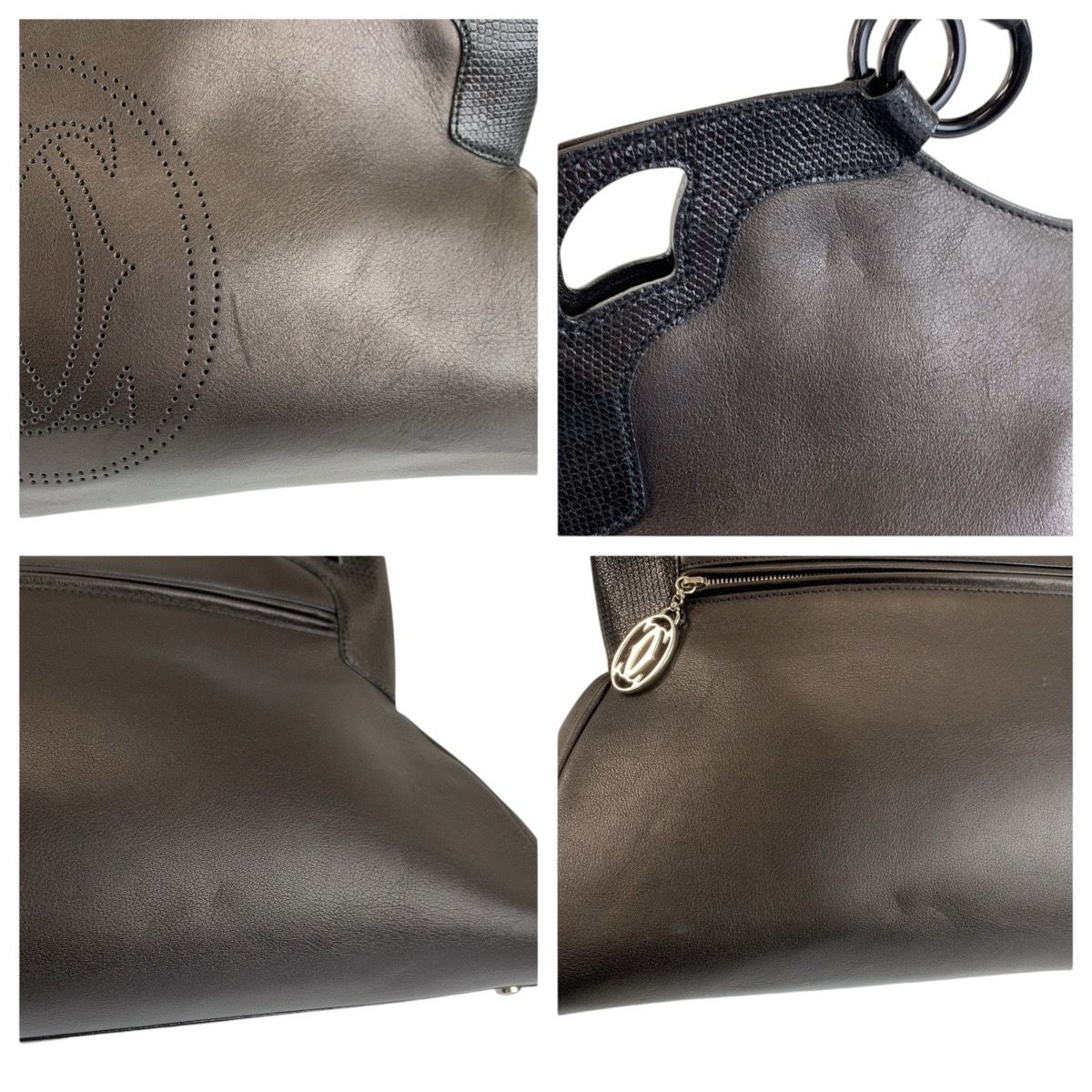 Cartier Multi Erotic Black Silver Leather Tote Shoulder Bag — view 5