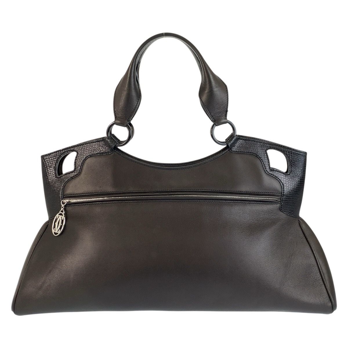 Cartier Multi Erotic Black Silver Leather Tote Shoulder Bag — view 2