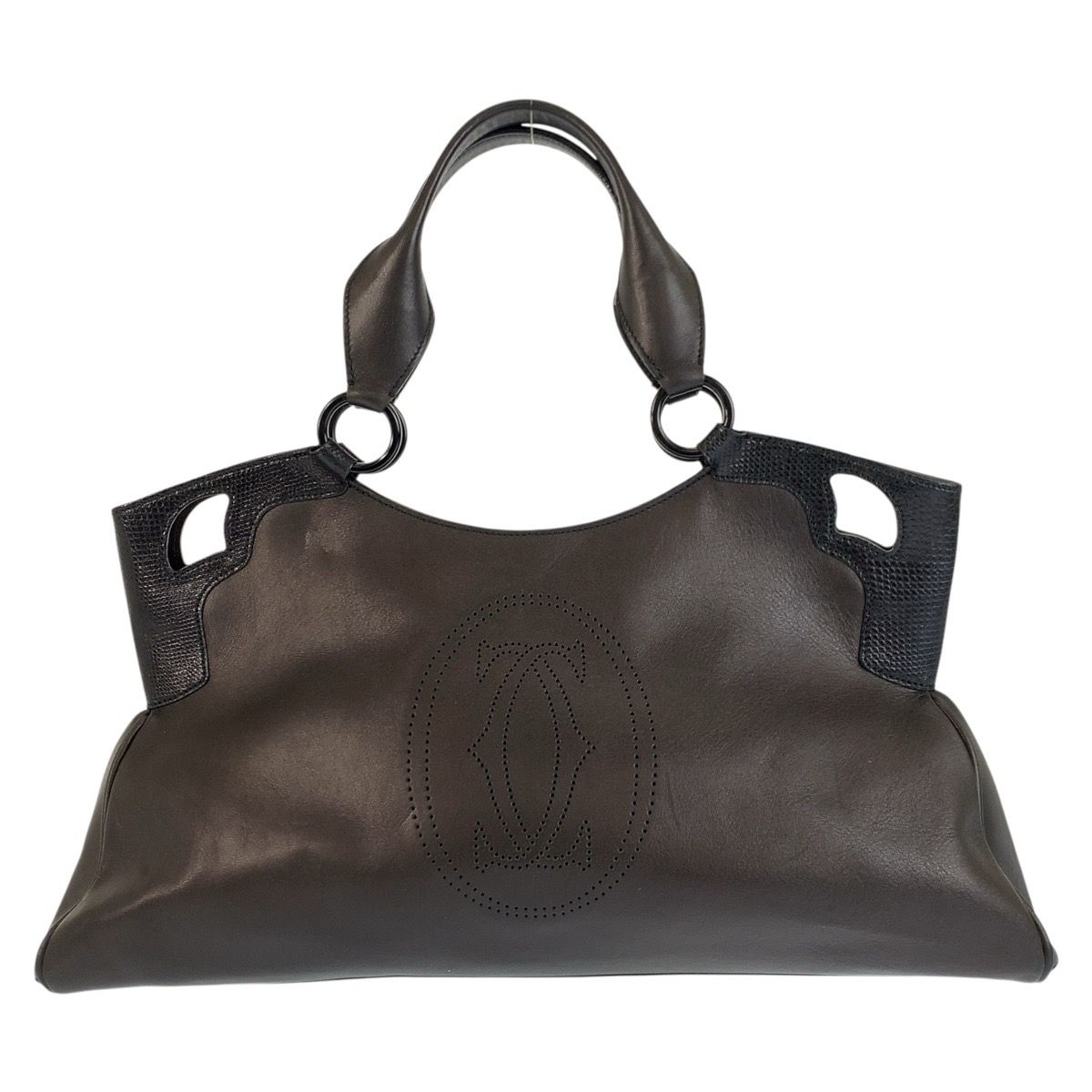 Cartier Multi Erotic Black Silver Leather Tote Shoulder Bag