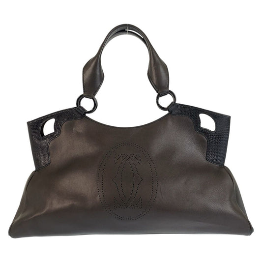 Cartier Multi Erotic Black Silver Leather Tote Shoulder Bag