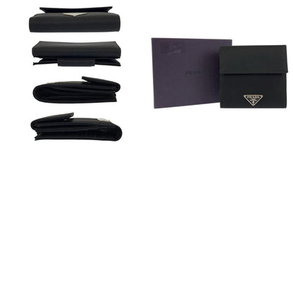Prada Tessuto Black Silver Nylon Compact Wallet — view 9