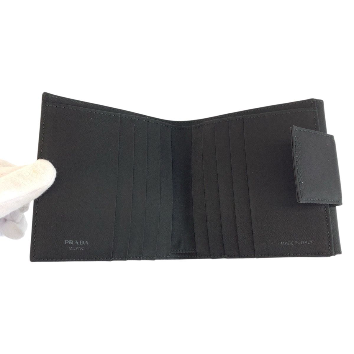 Prada Tessuto Black Silver Nylon Compact Wallet — view 4