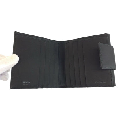 Prada Tessuto Black Silver Nylon Compact Wallet — view 4