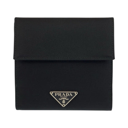 Prada Tessuto Black Silver Nylon Compact Wallet