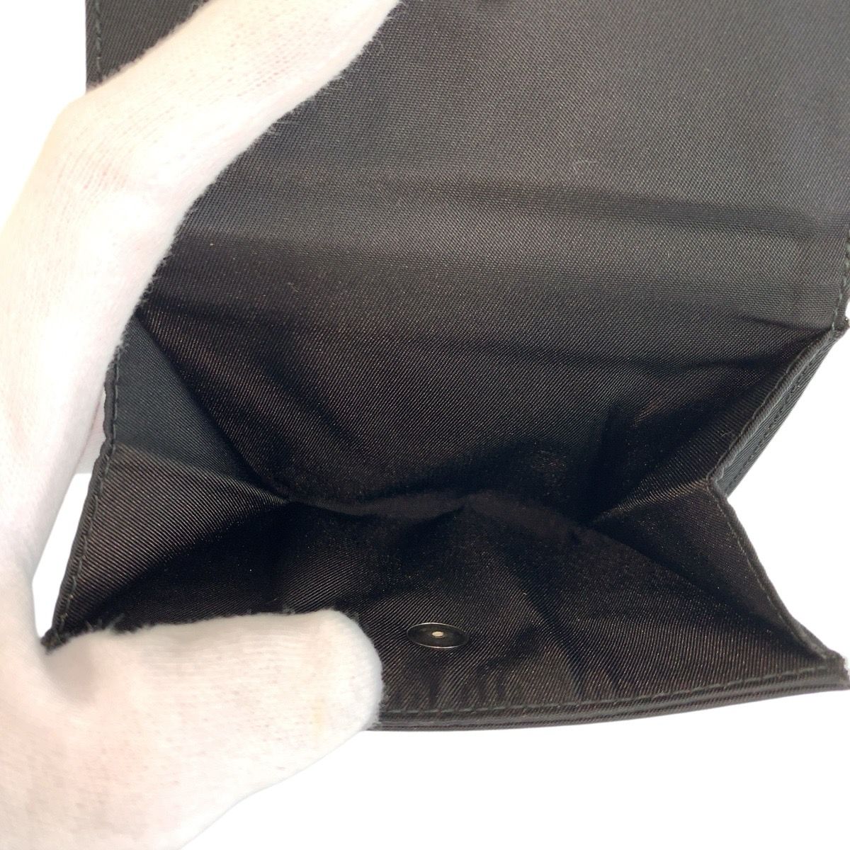 Prada Tessuto Black Silver Nylon Compact Wallet — view 6