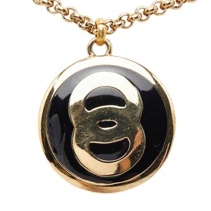 Celine Long Necklace Gold Black Plated Enamel — view 2