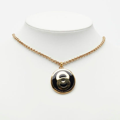 Celine Long Necklace Gold Black Plated Enamel — view 7