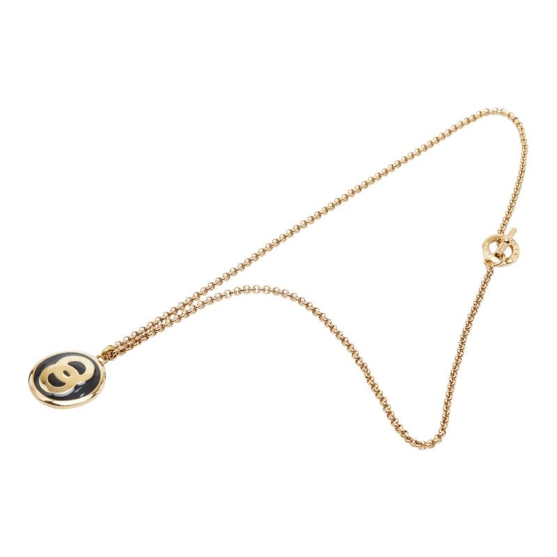Celine Long Necklace Gold Black Plated Enamel — view 4