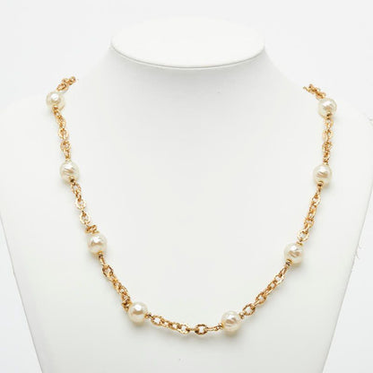 Dior Long Necklace Gold Plated Faux Pearl — view 6