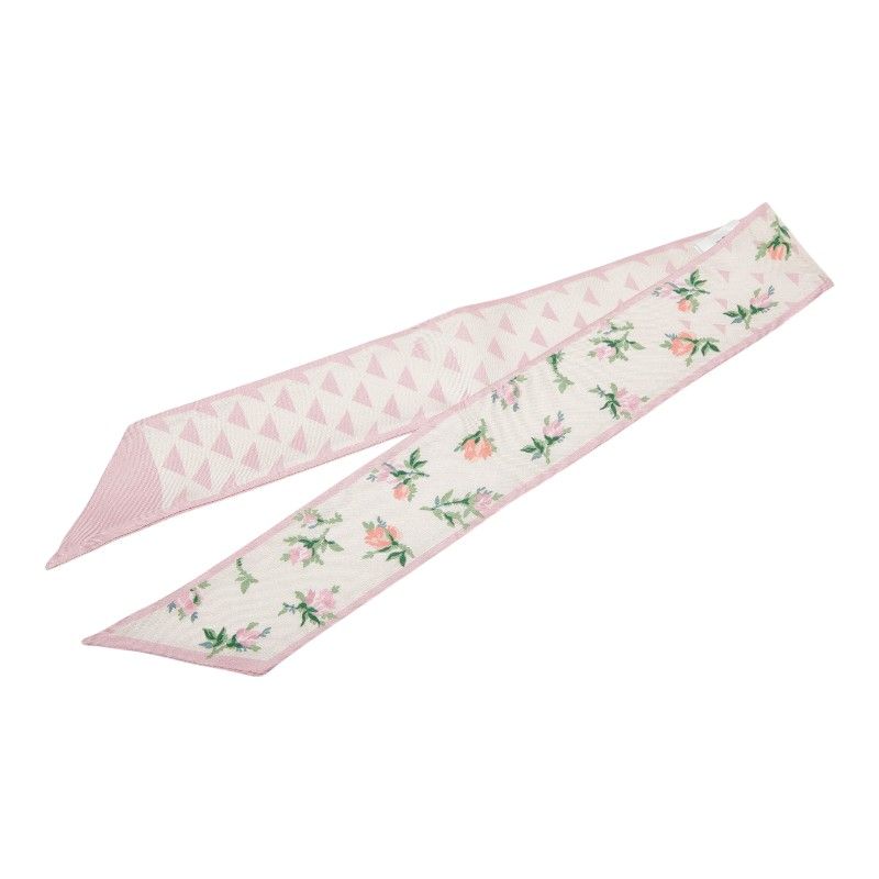 Prada Twilly Flower Motif Scarf Pink Multicolor Silk — view 2