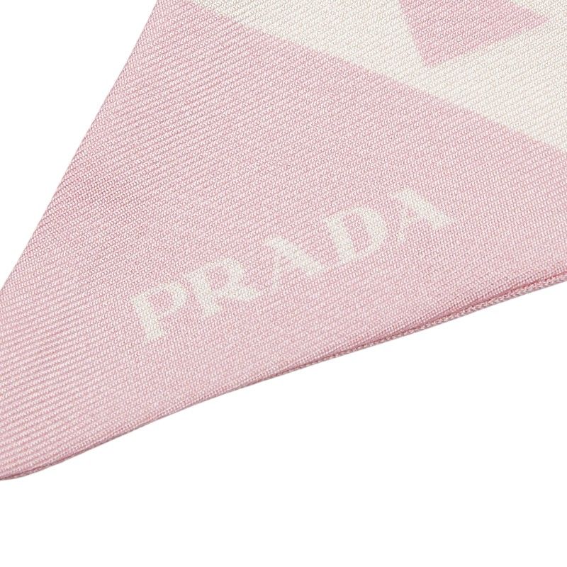 Prada Twilly Flower Motif Scarf Pink Multicolor Silk — view 3