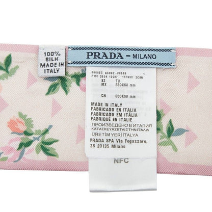 Prada Twilly Flower Motif Scarf Pink Multicolor Silk — view 4