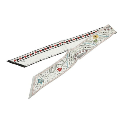 Dior Mizza Wheel of Fortune Scarf White Multicolor Silk — view 2