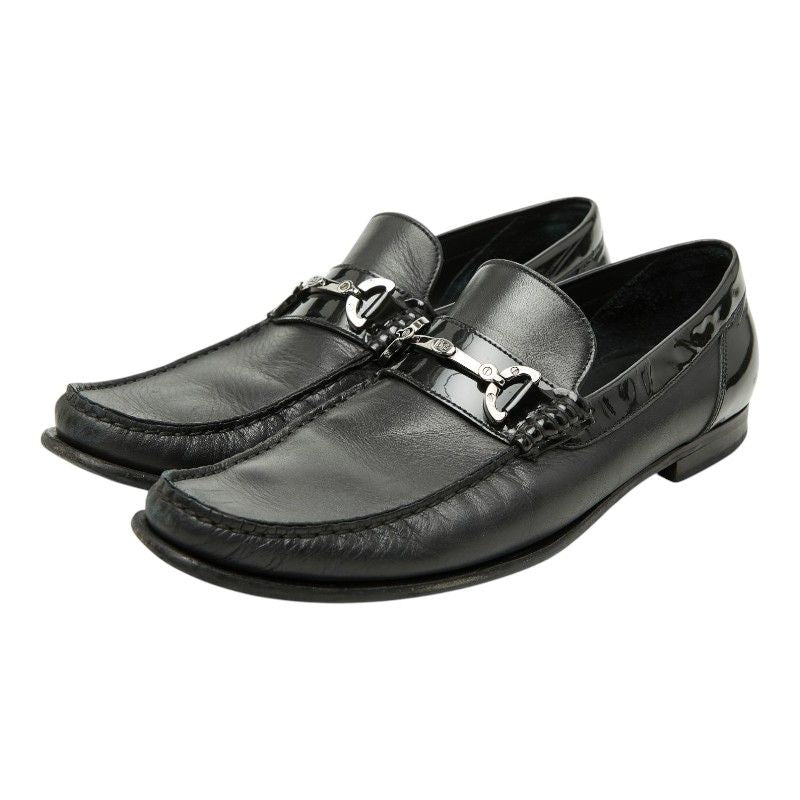 Dolce & Gabbana Logo Dress Shoes Driving Bit 7.5 Black Leather &