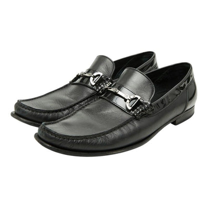 Dolce & Gabbana Logo Dress Shoes Driving Bit 7.5 Black Leather &