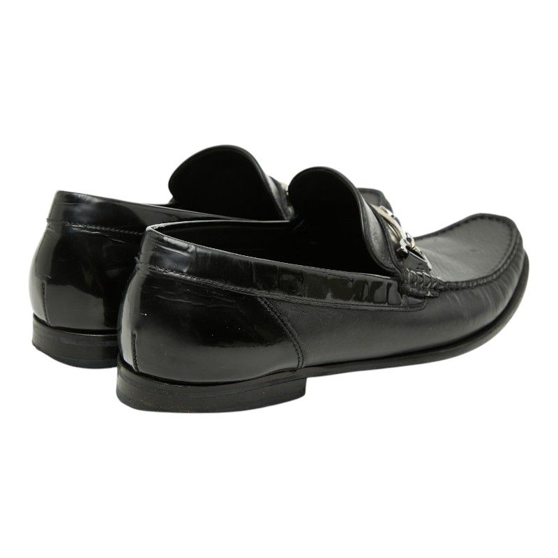 Dolce & Gabbana Logo Dress Shoes Driving Bit 7.5 Black Leather & — view 3