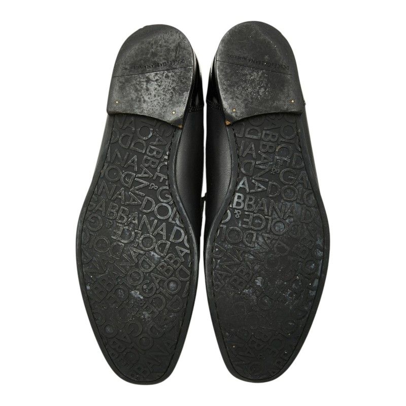 Dolce & Gabbana Logo Dress Shoes Driving Bit 7.5 Black Leather & — view 5