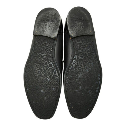 Dolce & Gabbana Logo Dress Shoes Driving Bit 7.5 Black Leather & — view 5